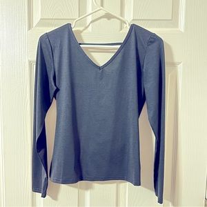 Zyia Active Long Sleeve Twist Back Navy Blue Top, Size Medium